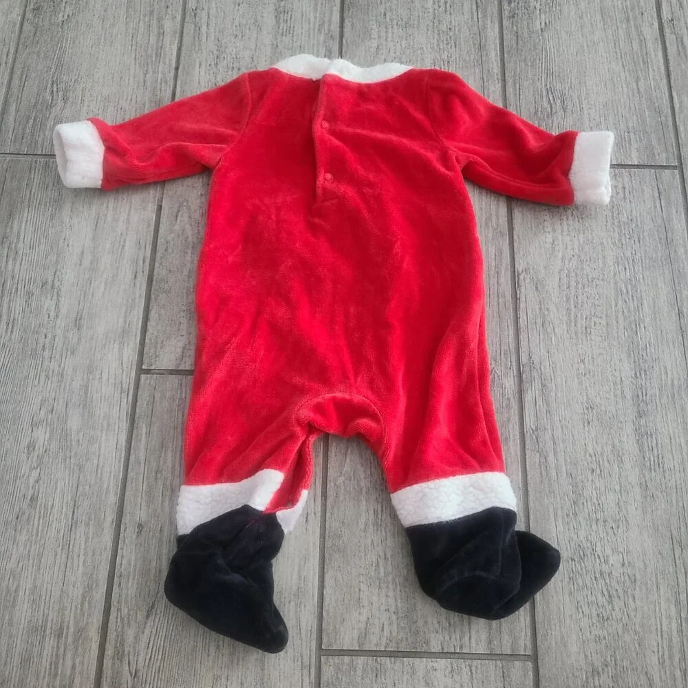 Carter’s Baby Girl Red Santa Velour Footed Holiday Sleeper Size 3M